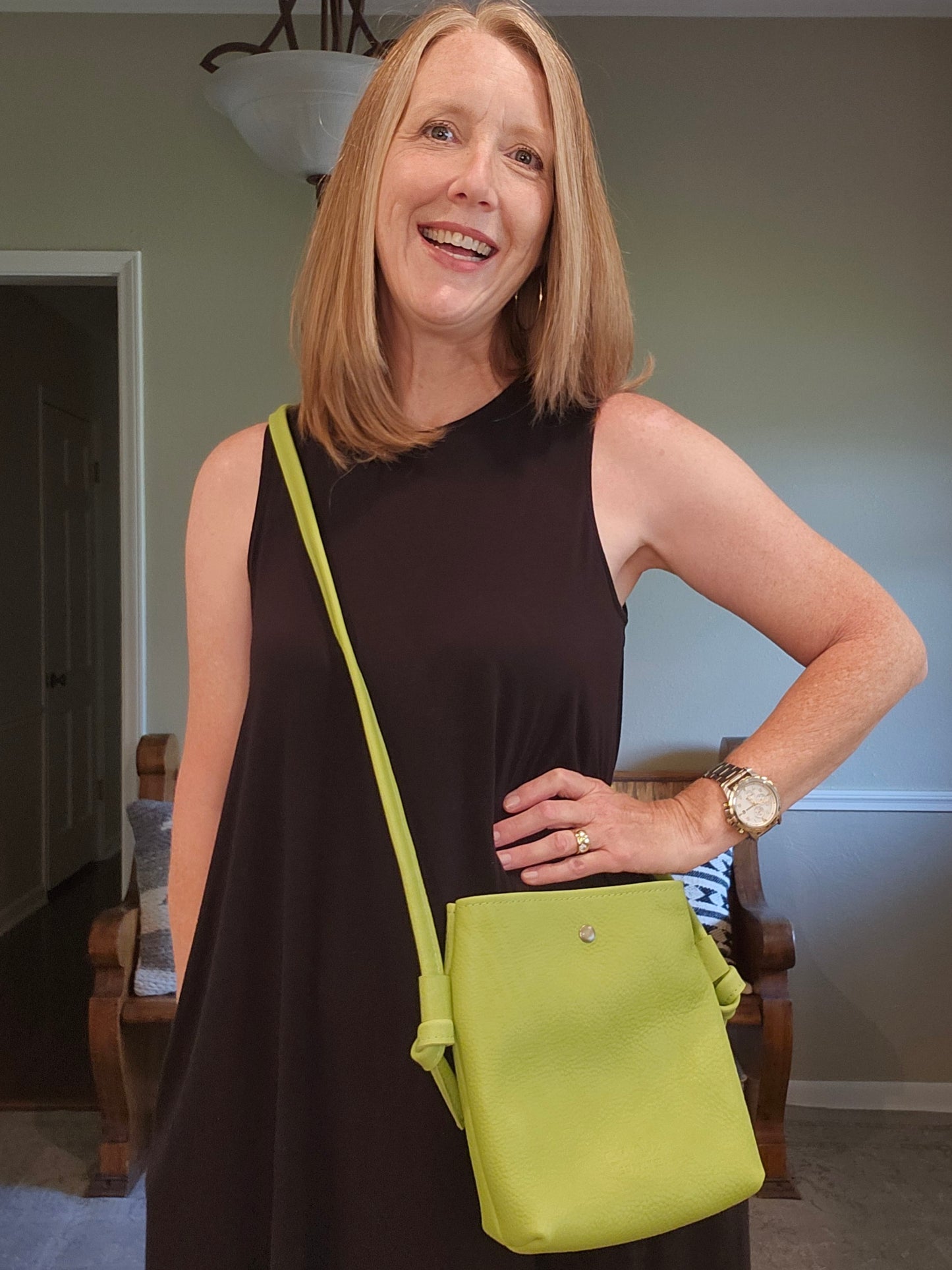 Jackie Lee Knotted 8 Inch Crossbody - Lime
