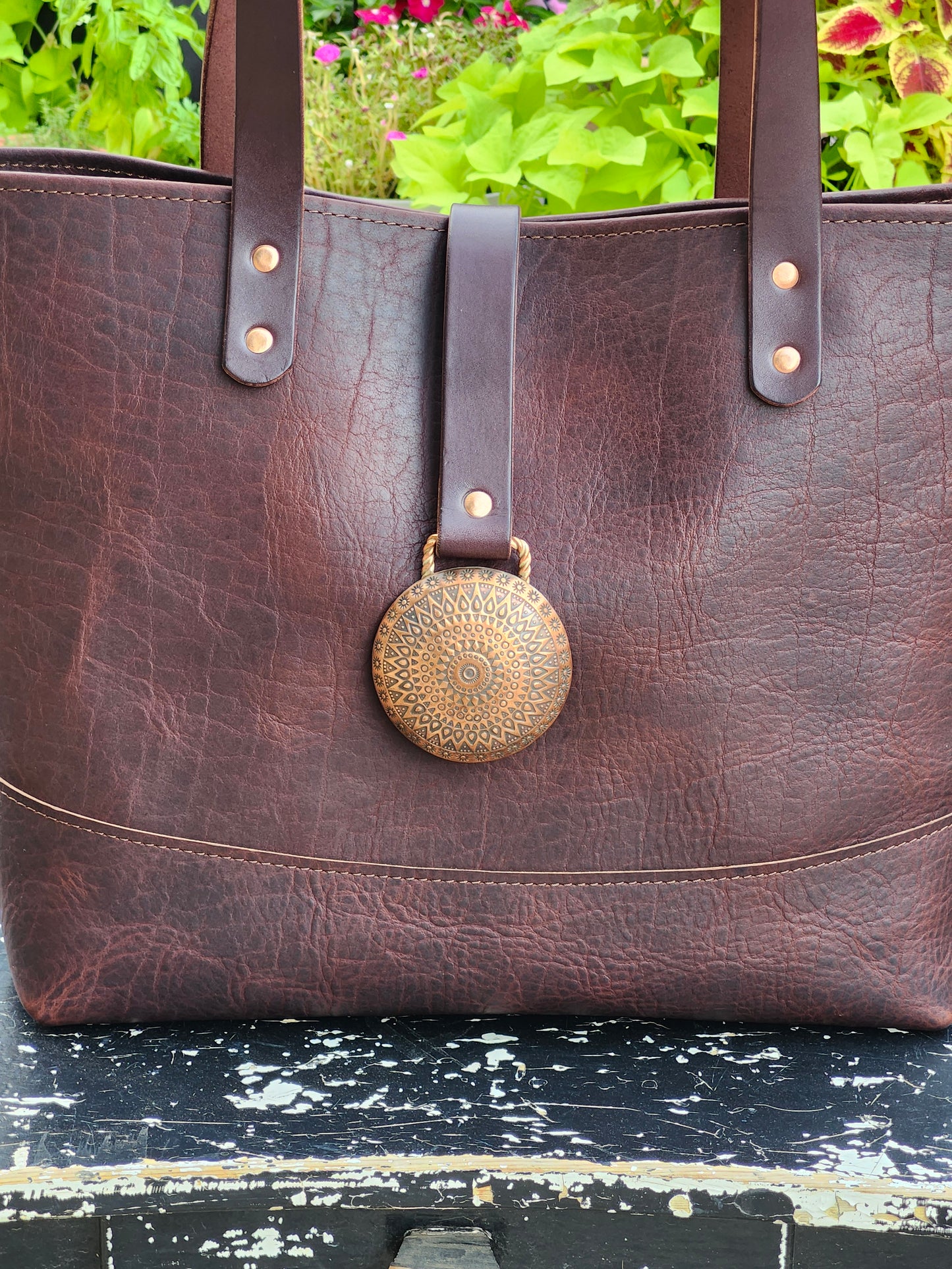 Edwina 14 Inch Tote - SPECIAL EDITION BISON WITH COPPER MEDALLION