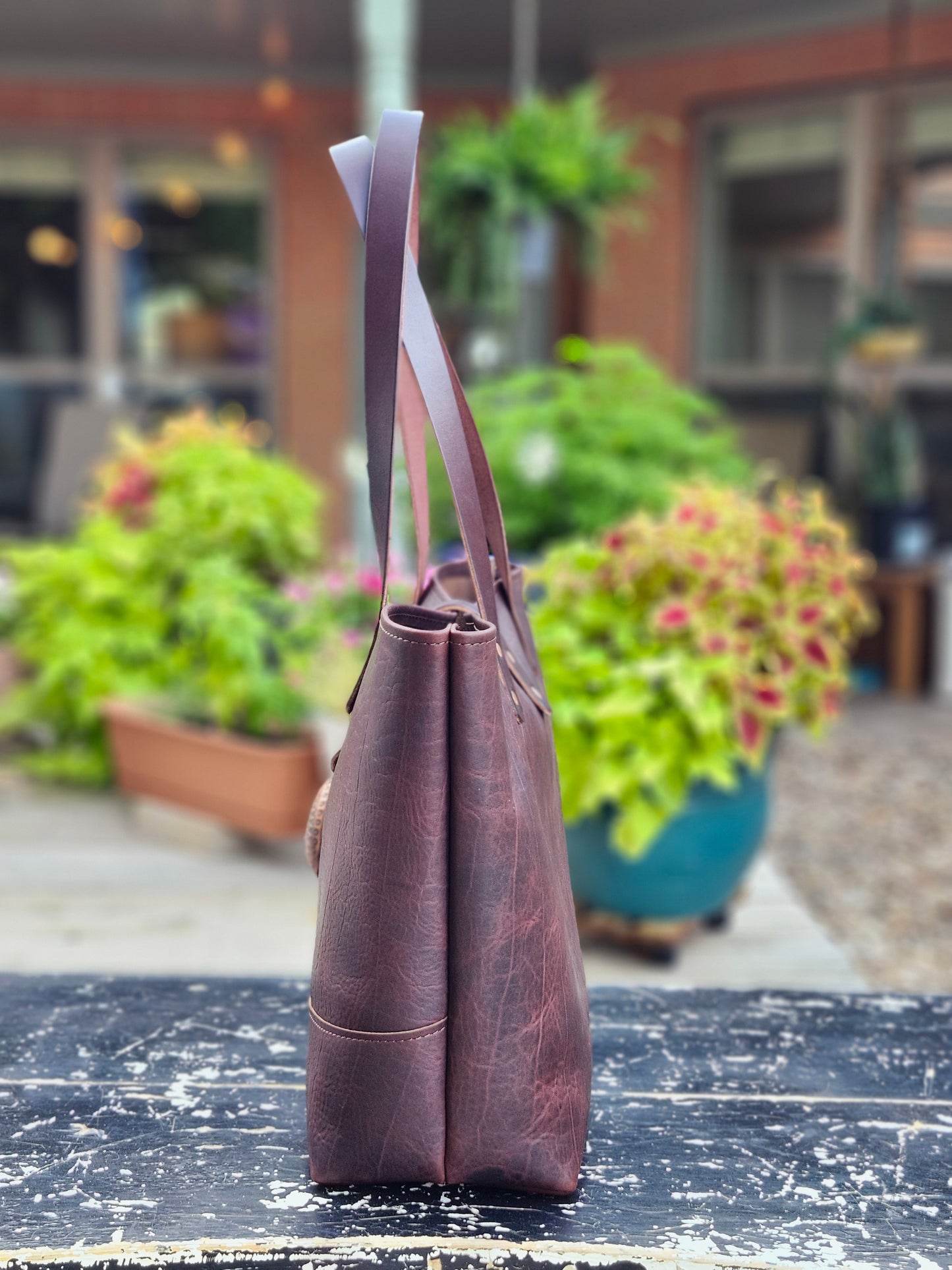 Edwina 14 Inch Tote - SPECIAL EDITION BISON WITH COPPER MEDALLION