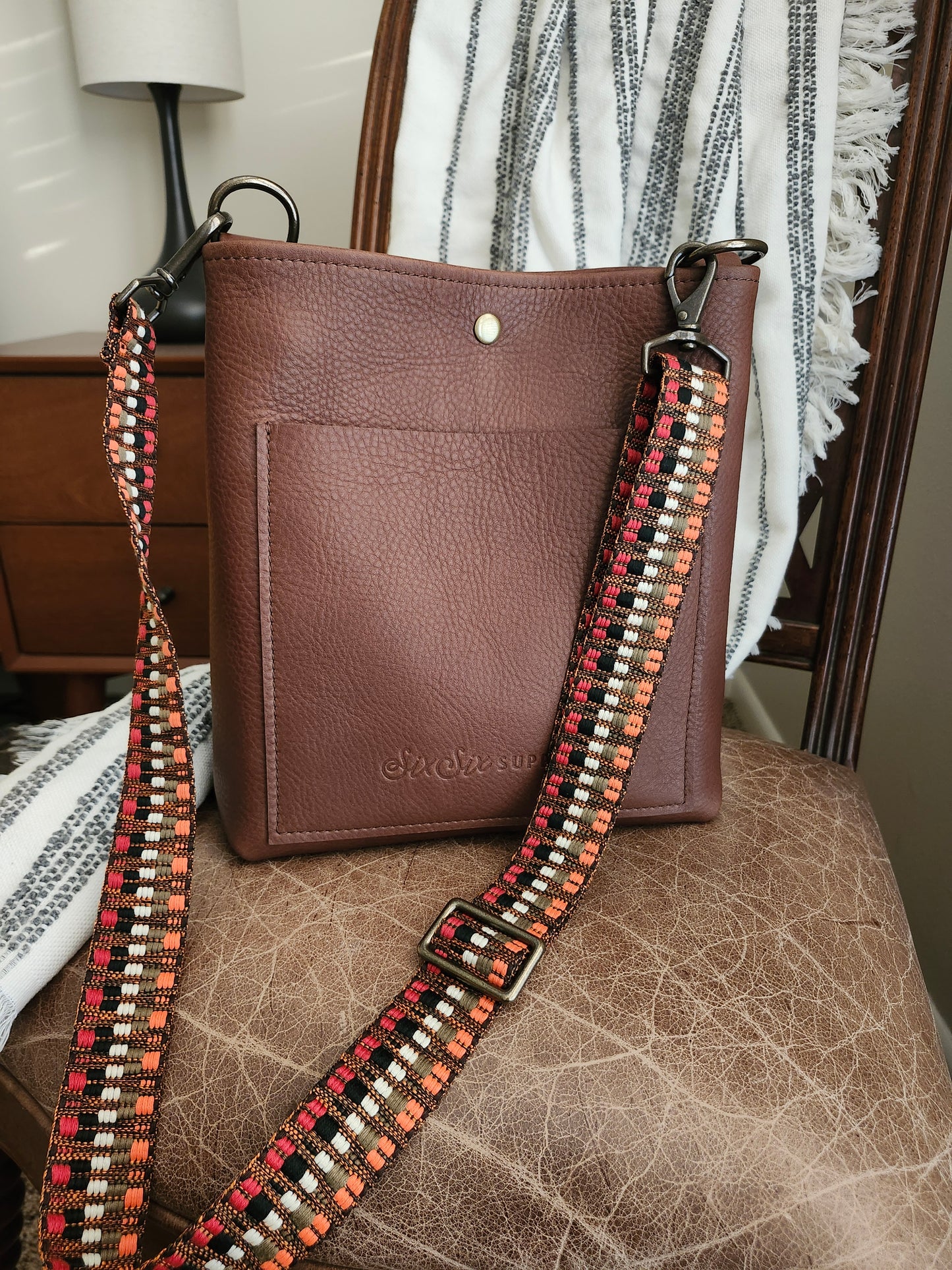 Jackie Lee 10 Inch Crossbody - Walnut w/Webbing Strap