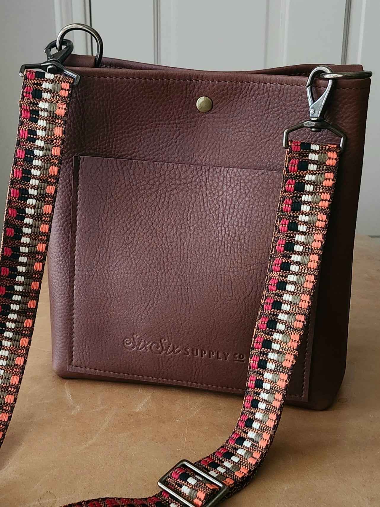 Jackie Lee 10 Inch Crossbody - Walnut w/Webbing Strap