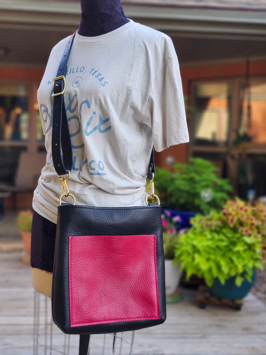 Jackie Lee 10 Inch Crossbody - Hot Pink and Black