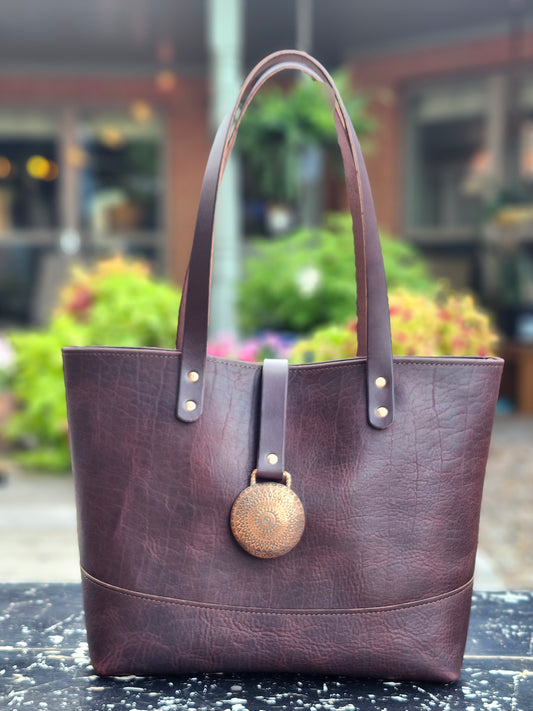 Edwina 14 Inch Tote - SPECIAL EDITION BISON WITH COPPER MEDALLION
