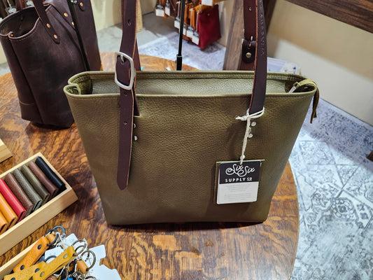 Jackie Lee 15 Inch Tote - OLIVE w/Zipper