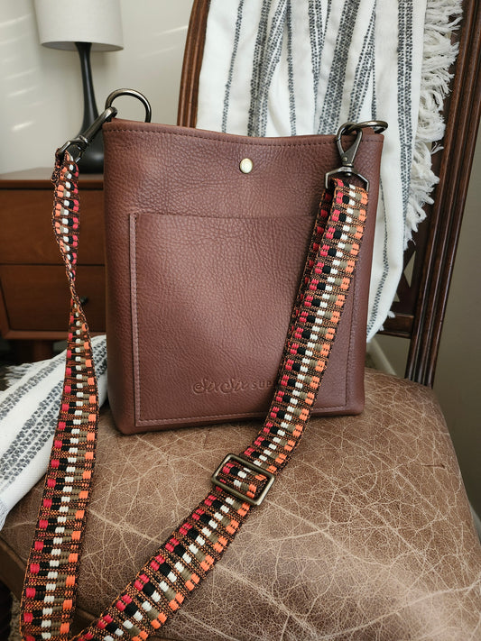 Jackie Lee 10 Inch Crossbody - Walnut w/Webbing Strap