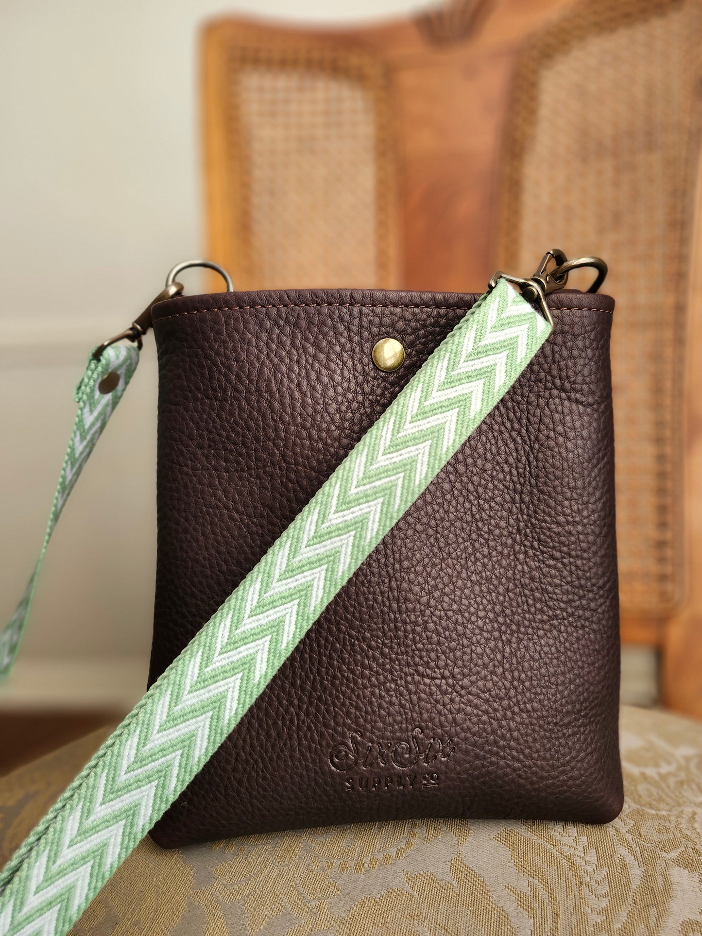 Jackie Lee 8" Crossbody - Chocolate w/Webbing Strap