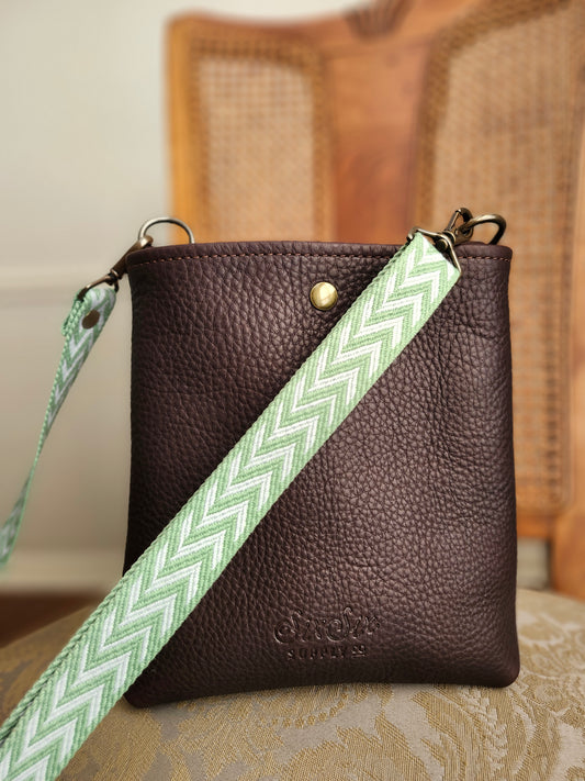 Jackie Lee 8" Crossbody - Chocolate w/Webbing Strap