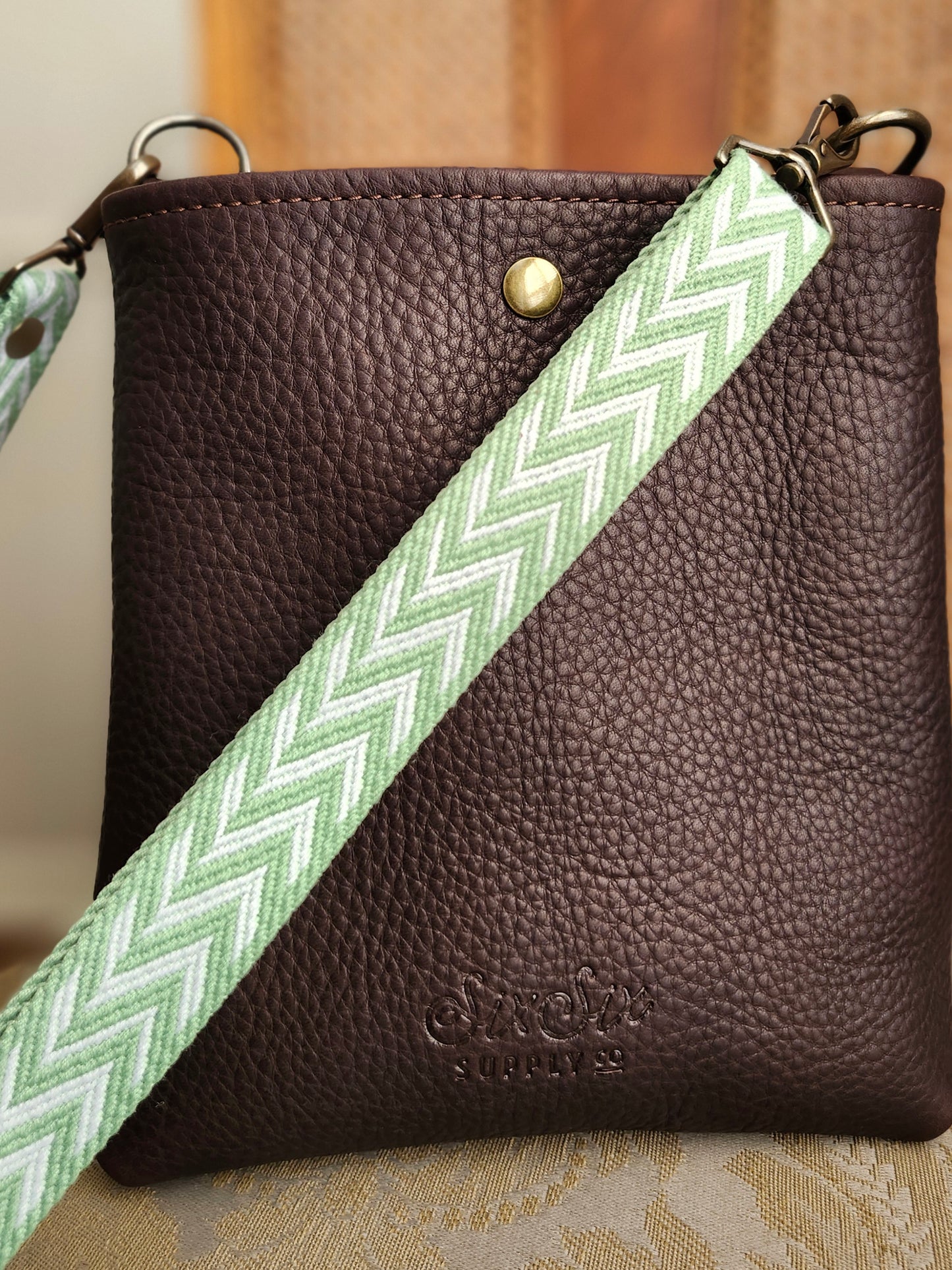 Jackie Lee 8" Crossbody - Chocolate w/Webbing Strap