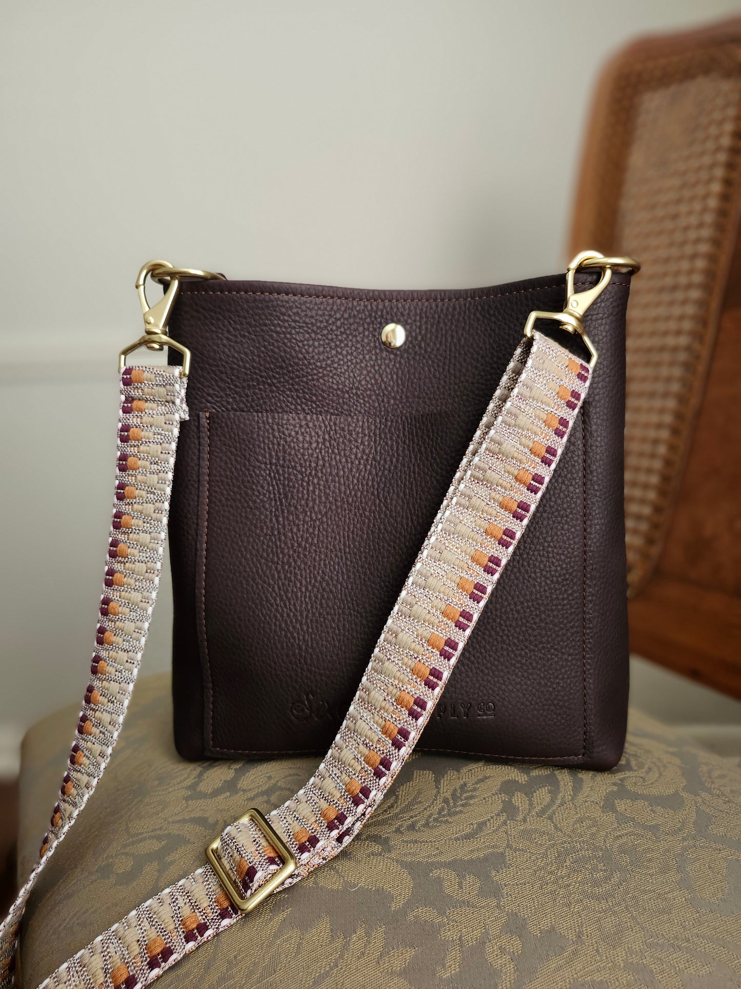 Jackie Lee 10" Crossbody - Chocolate with Webbing Strap