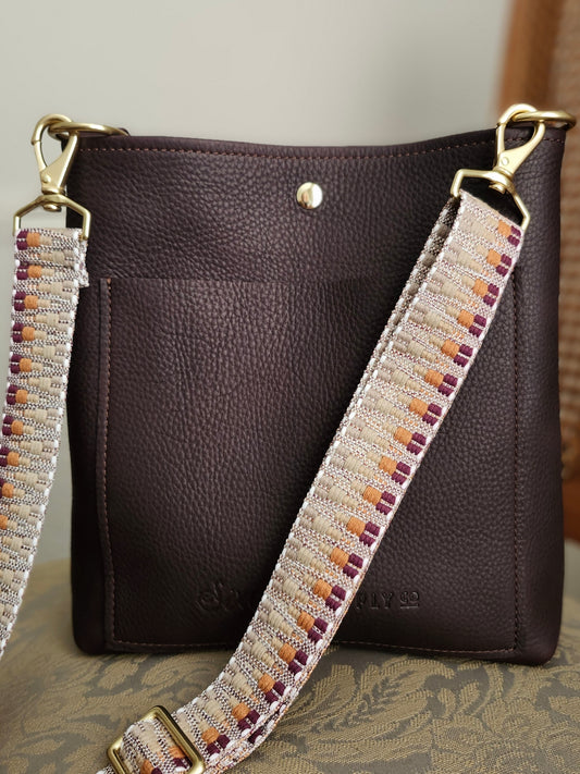 Jackie Lee 10" Crossbody - Chocolate with Webbing Strap
