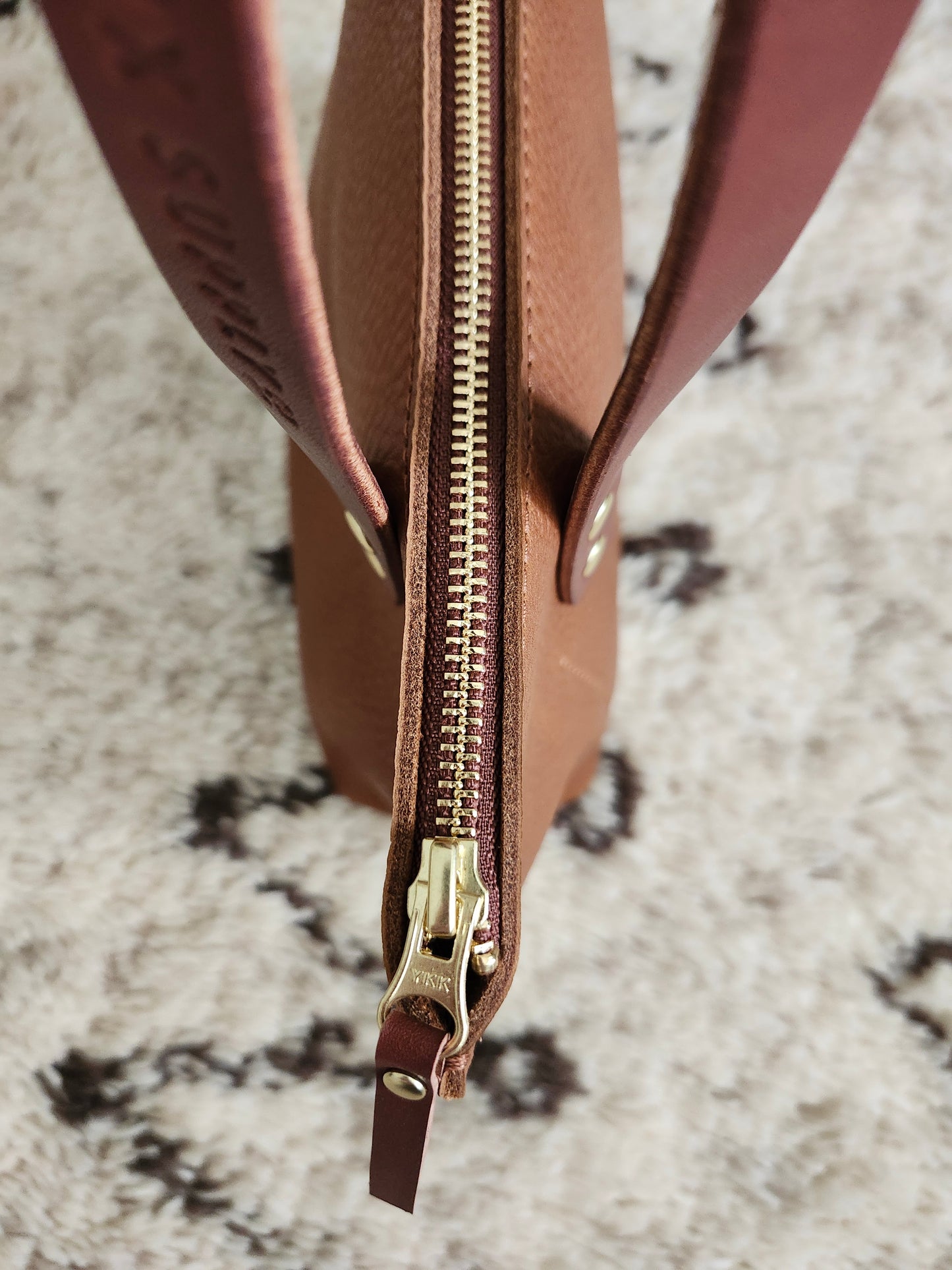 Katie 12" Modern Tote - Hickory w/Zipper