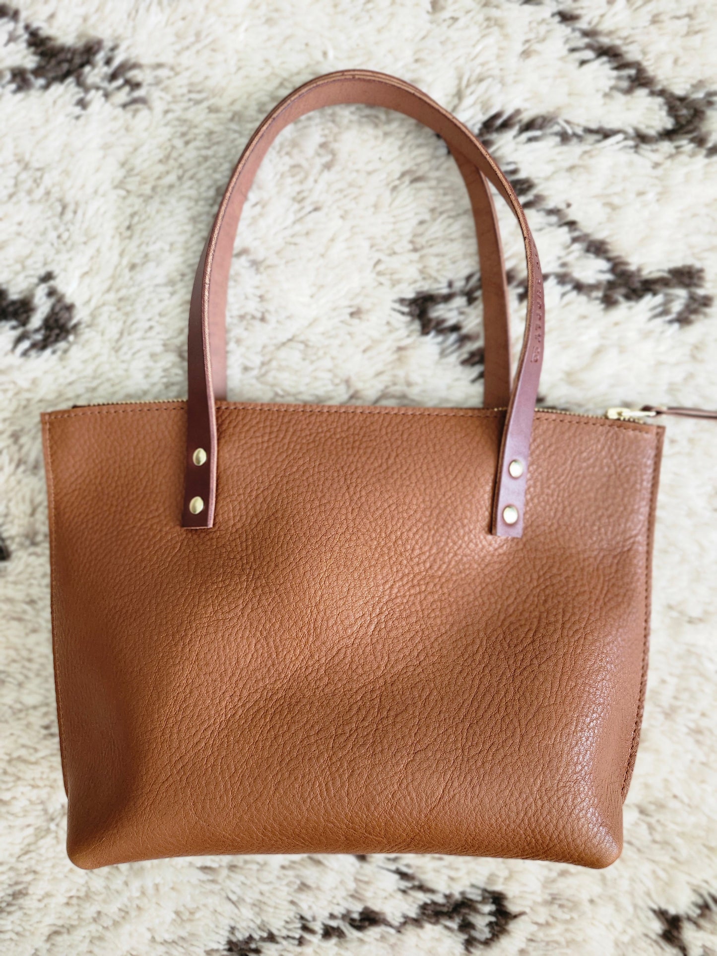 Katie 12" Modern Tote - Hickory w/Zipper