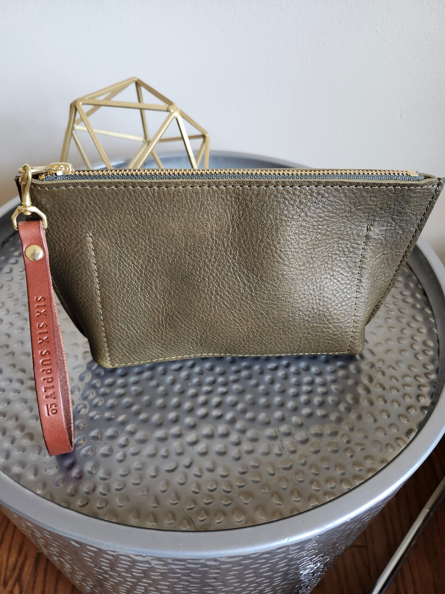 Katie 7" Wristlet - Olive w/Zipper