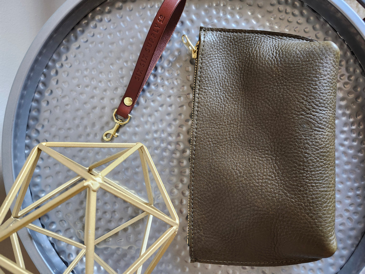 Katie 7" Wristlet - Olive w/Zipper