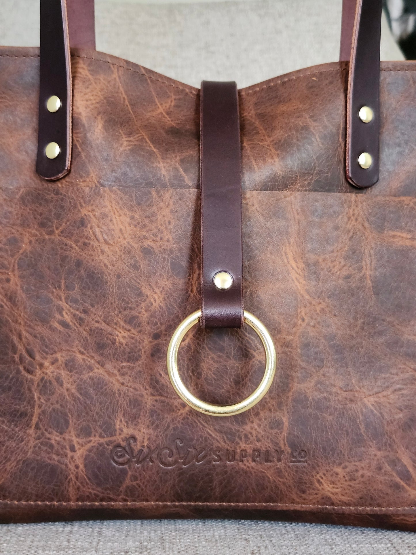 Edwina 12" BISON Tote - Bourbon