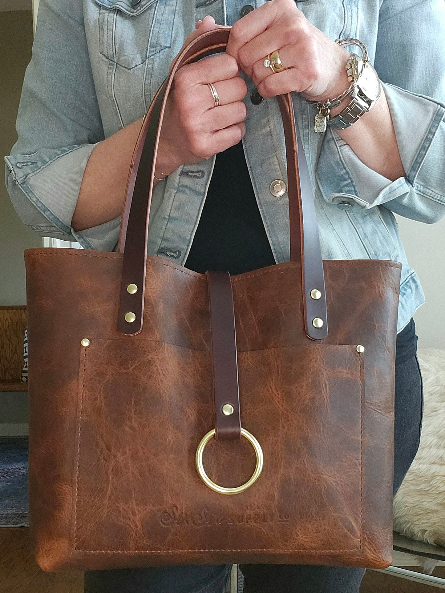 Edwina 12" BISON Tote - Bourbon
