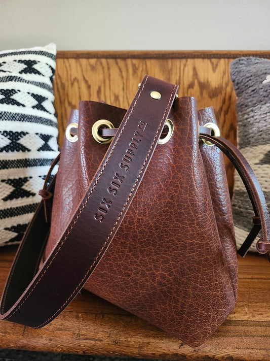 Susan Drawstring Bucket - BISON Cognac