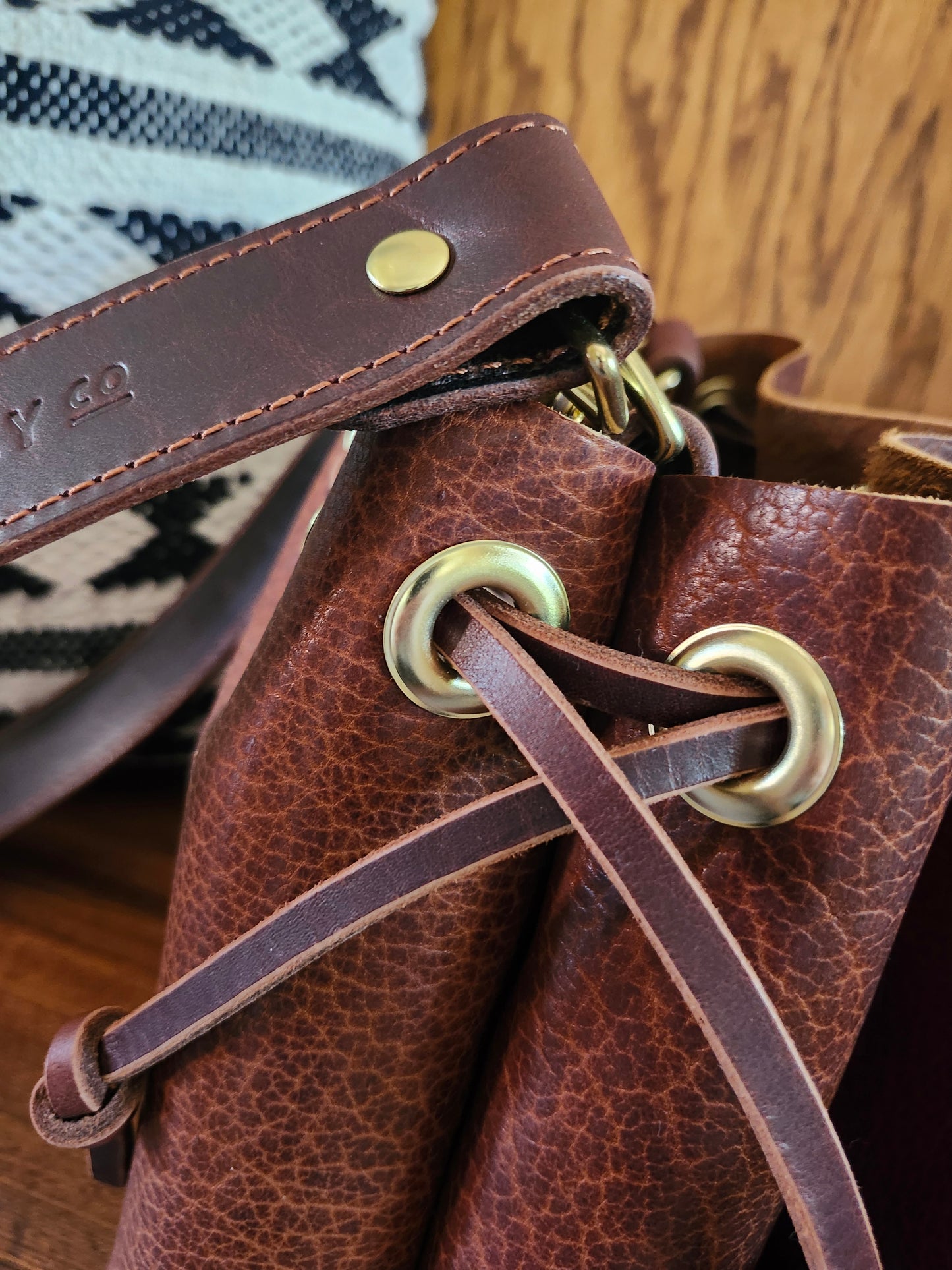 Susan Drawstring Bucket - BISON Cognac