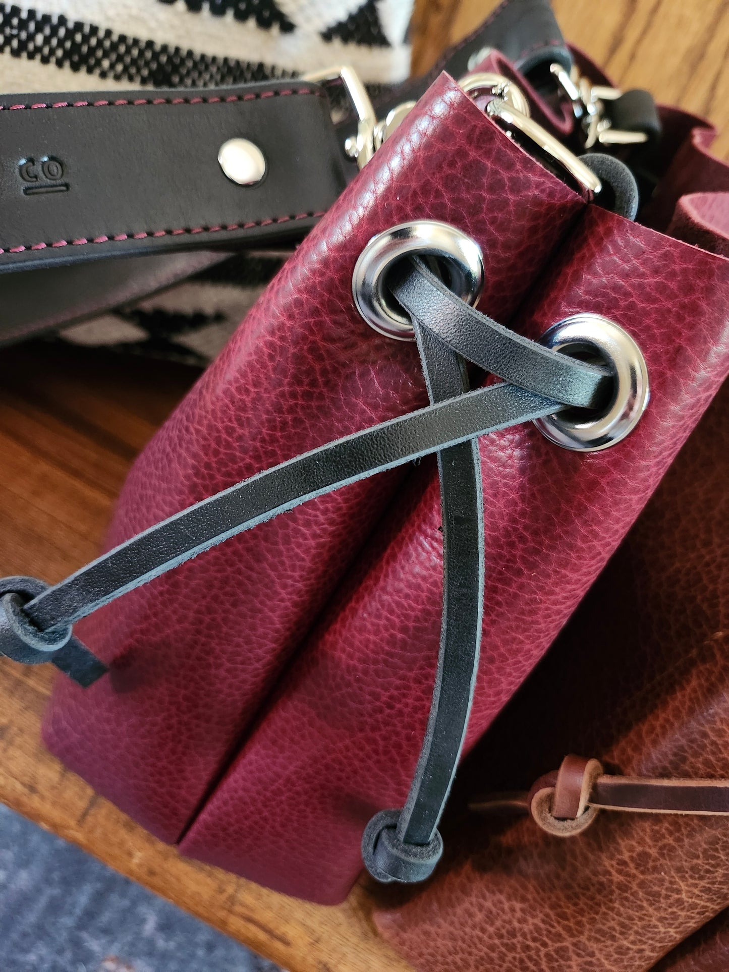 Susan Drawstring Bucket - BISON Black Cherry
