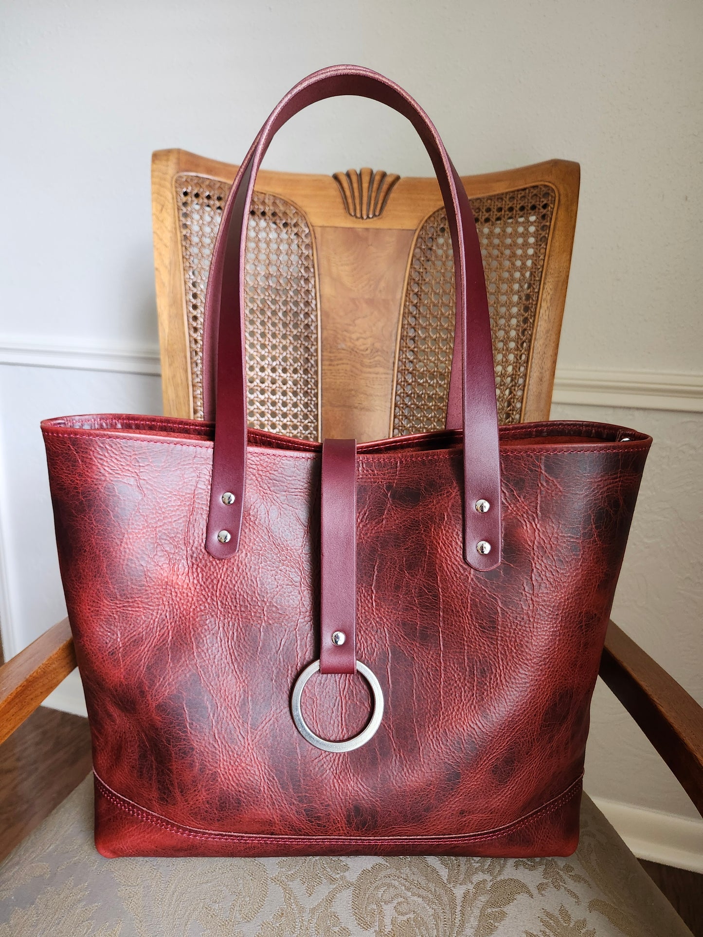Edwina 14" Tote - BISON Wine with Nickel/Stainless