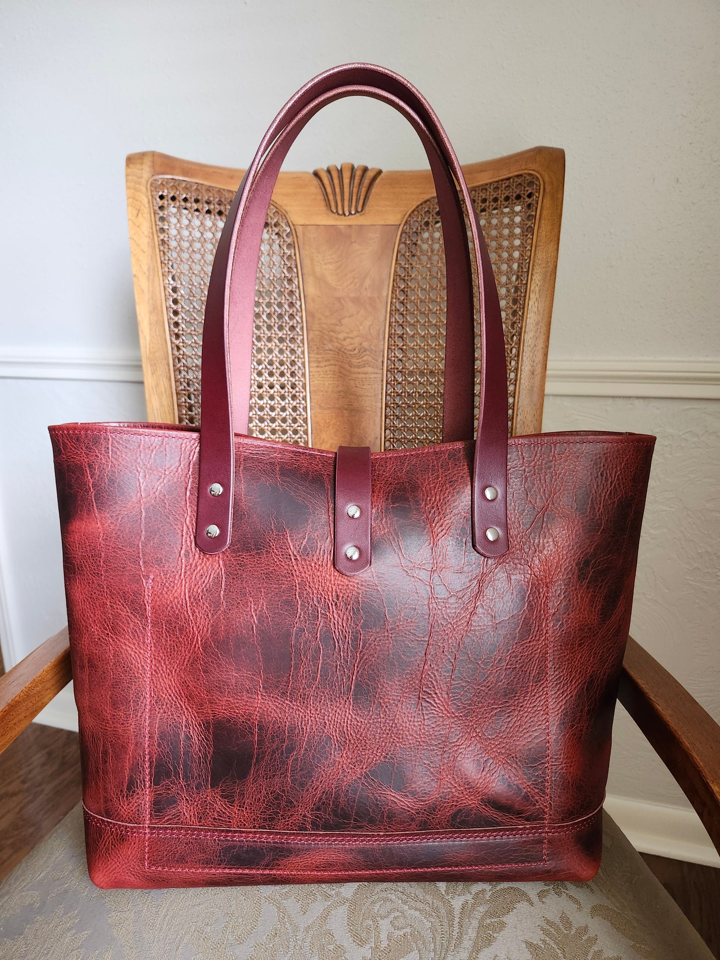 Edwina 14" Tote - BISON Wine with Nickel/Stainless