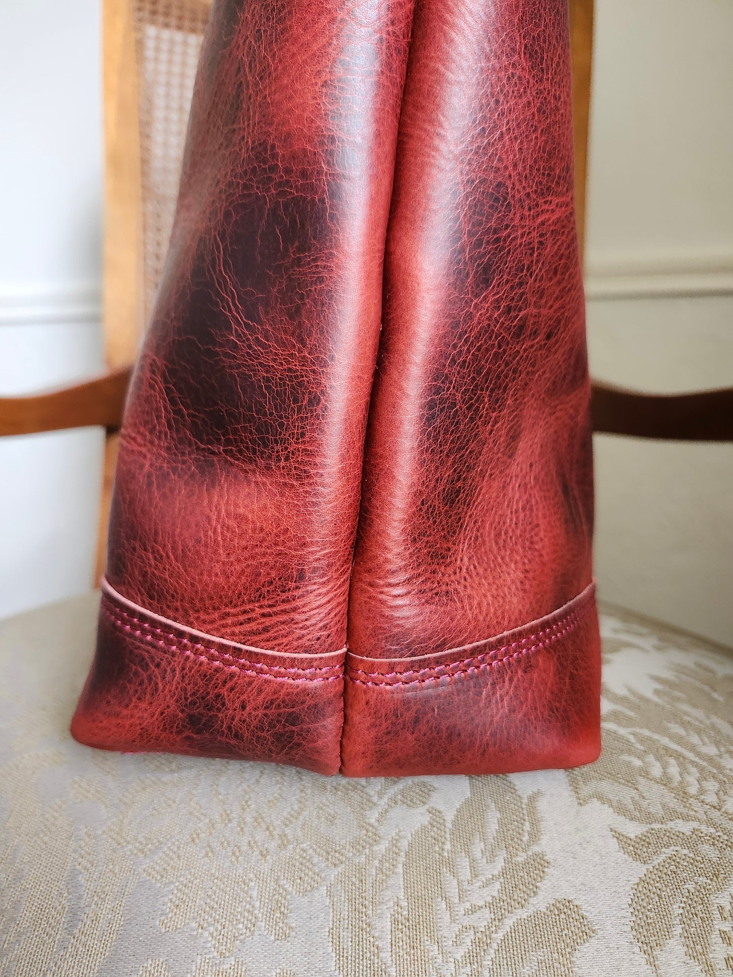 Edwina 14" Tote - BISON Wine with Nickel/Stainless