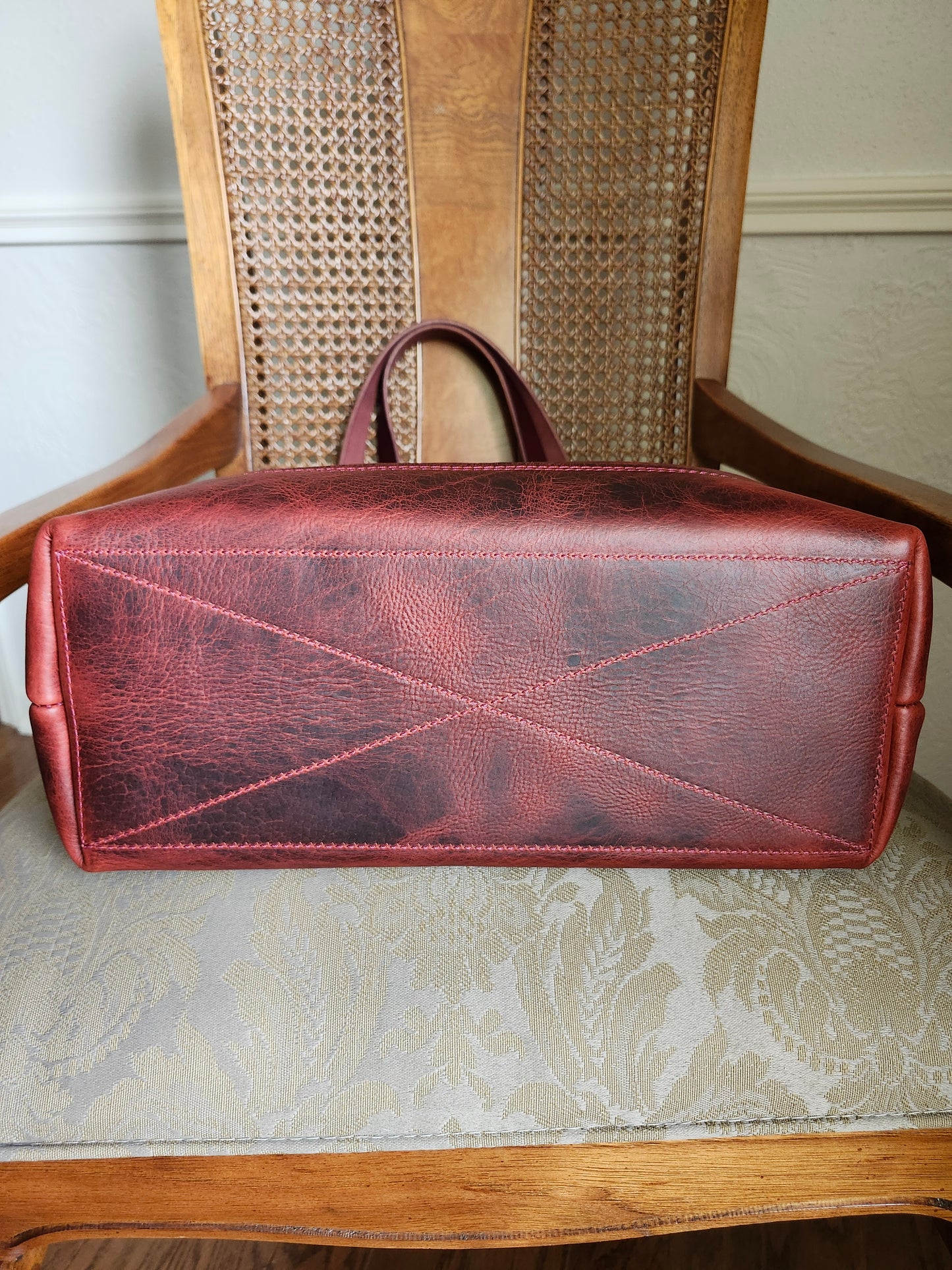 Edwina 14" Tote - BISON Wine with Nickel/Stainless