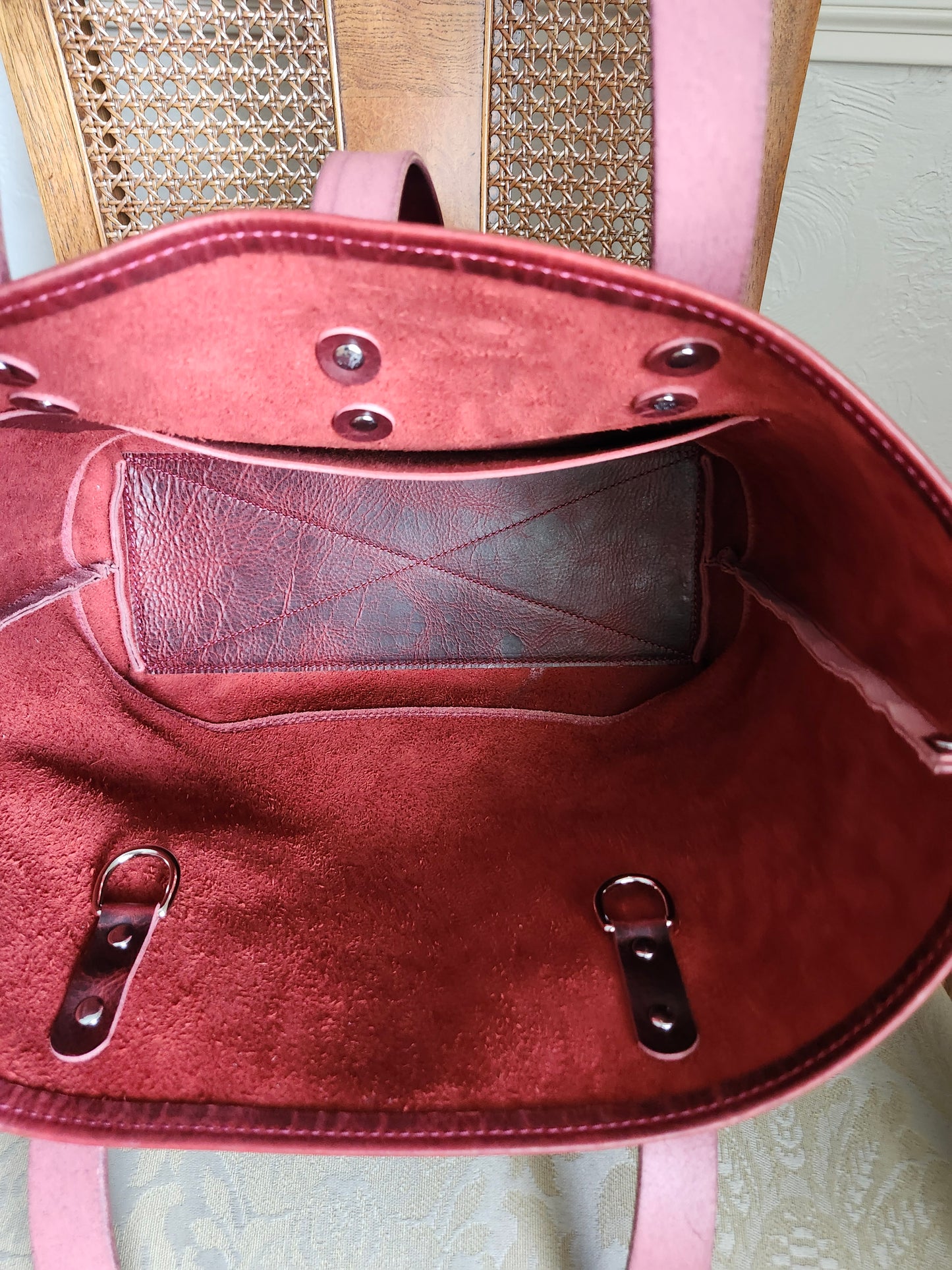 Edwina 14" Tote - BISON Wine with Nickel/Stainless