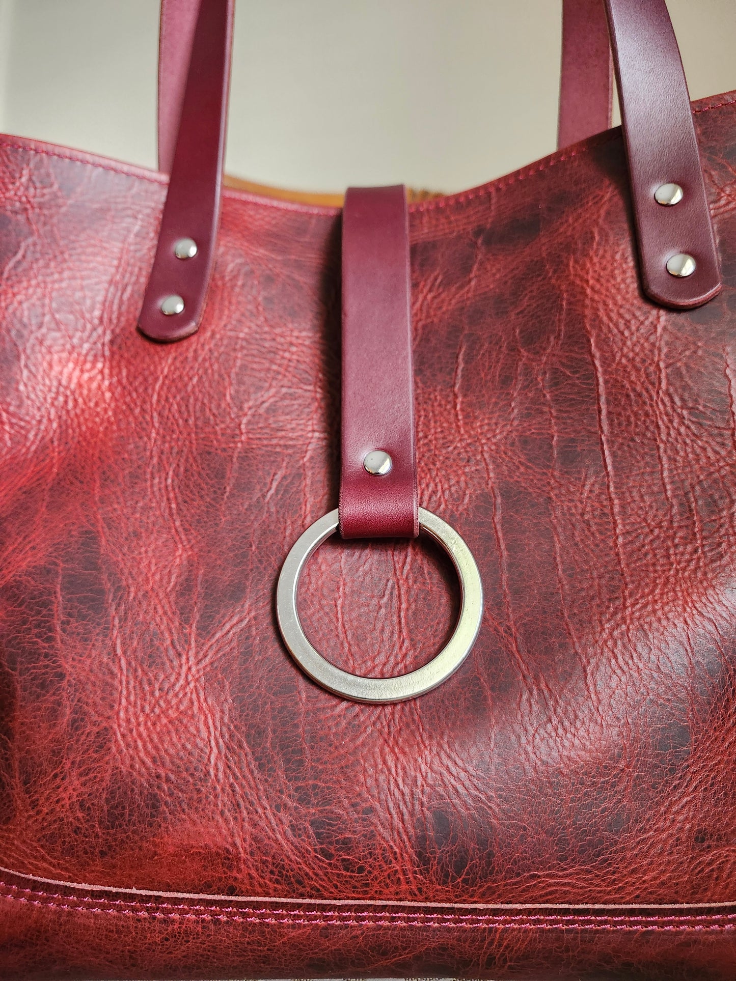 Edwina 14" Tote - BISON Wine with Nickel/Stainless