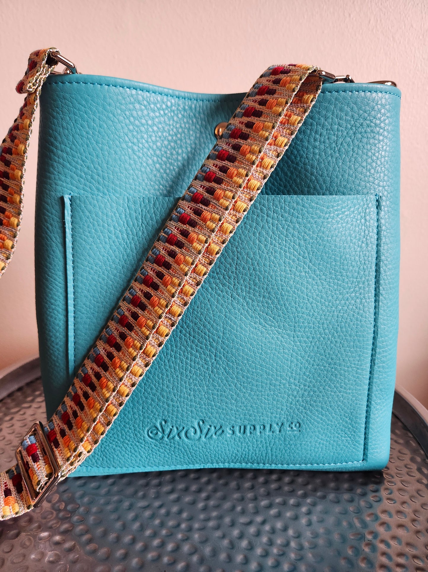 Jackie Lee 10" Crossbody - LIMITED EDITION TURQUOISE with Boho Webbing Strap