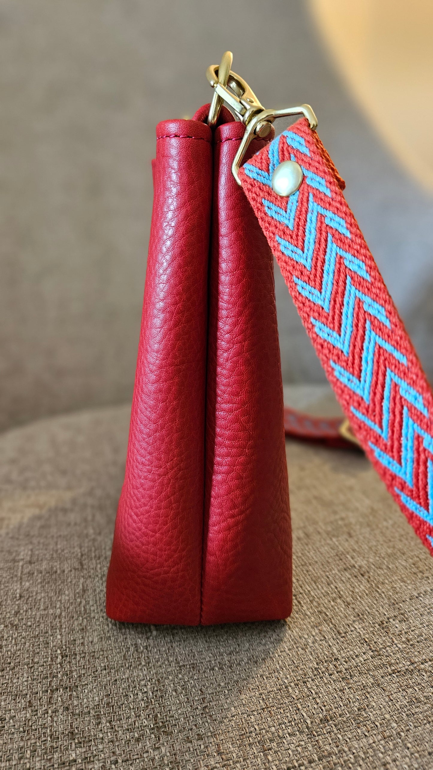 Jackie Lee 8" Crossbody - Red w/Webbing Strap