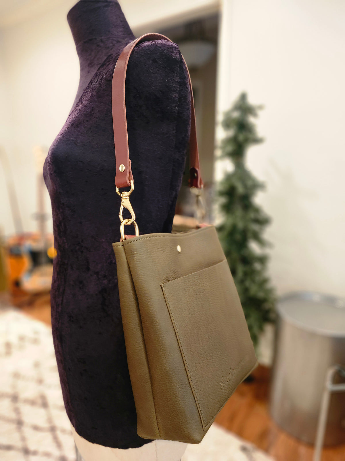 Jackie Lee Single Handle Tote - Olive