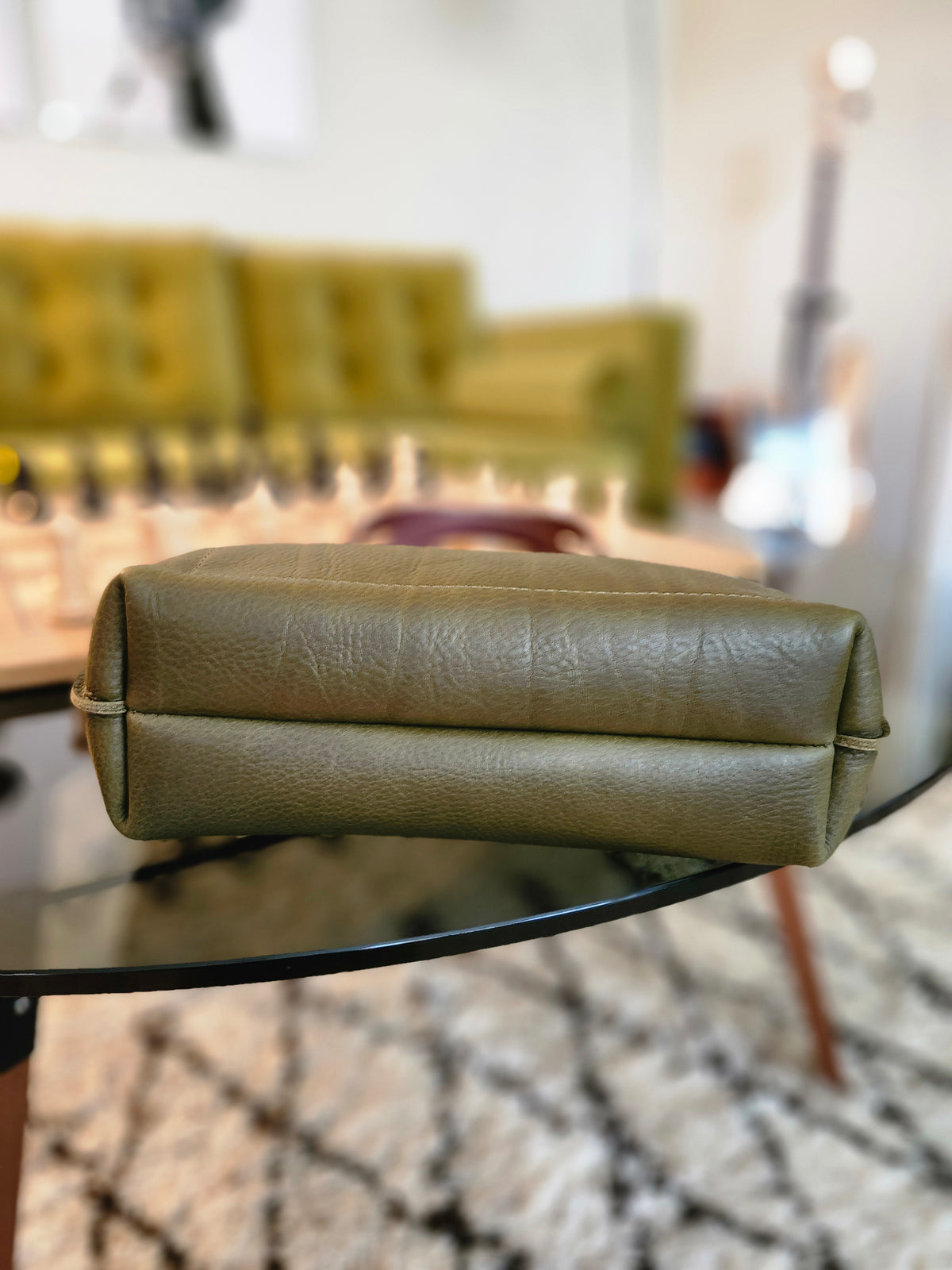 Katie 10" Modern Zippered Tote - Olive + 7.5" Drop Handle