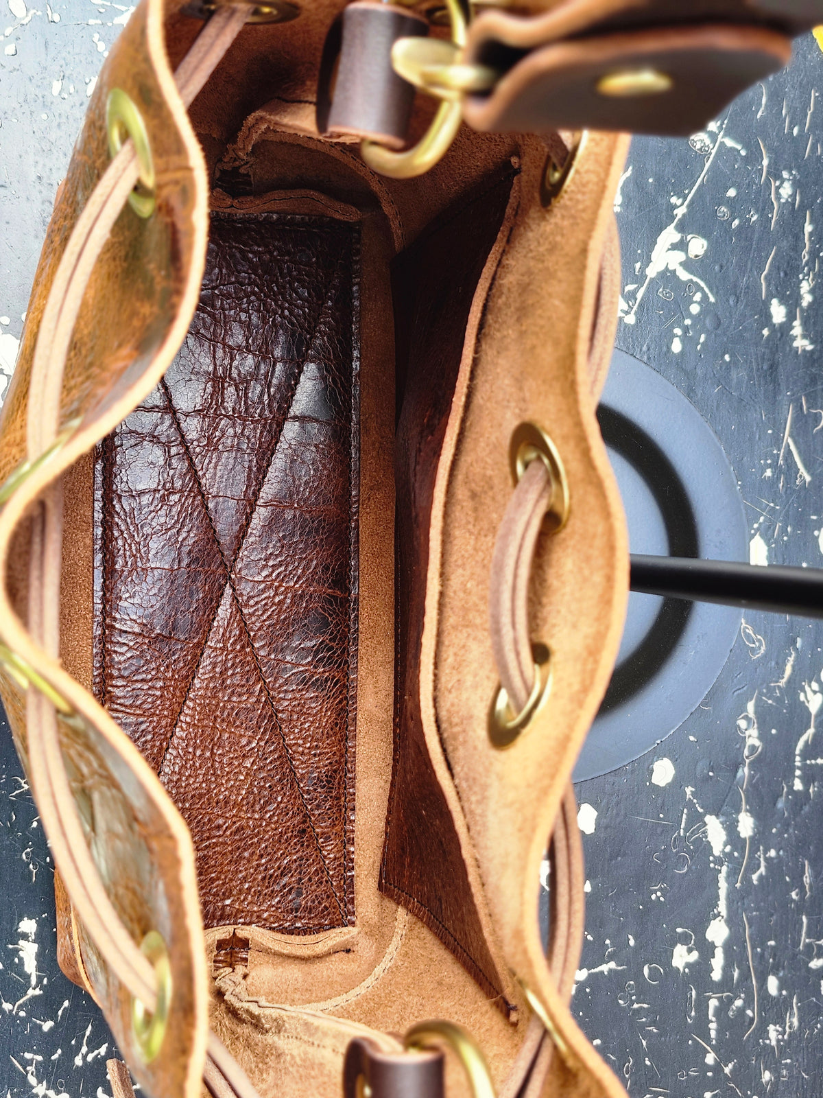 Susan Drawstring Bucket - Toffee BISON w/Adjustable Strap