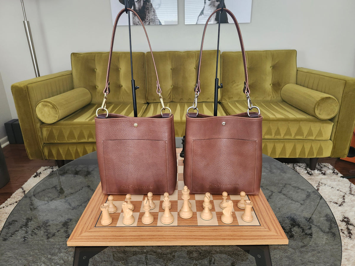Jackie Lee Single Handle Tote - Walnut w/Brass Hardware