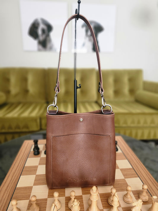 Jackie Lee Single Handle Tote - Walnut w/Nickel Hardware