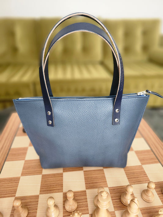 Katie 10" Modern Zippered Tote - Cobalt Blue