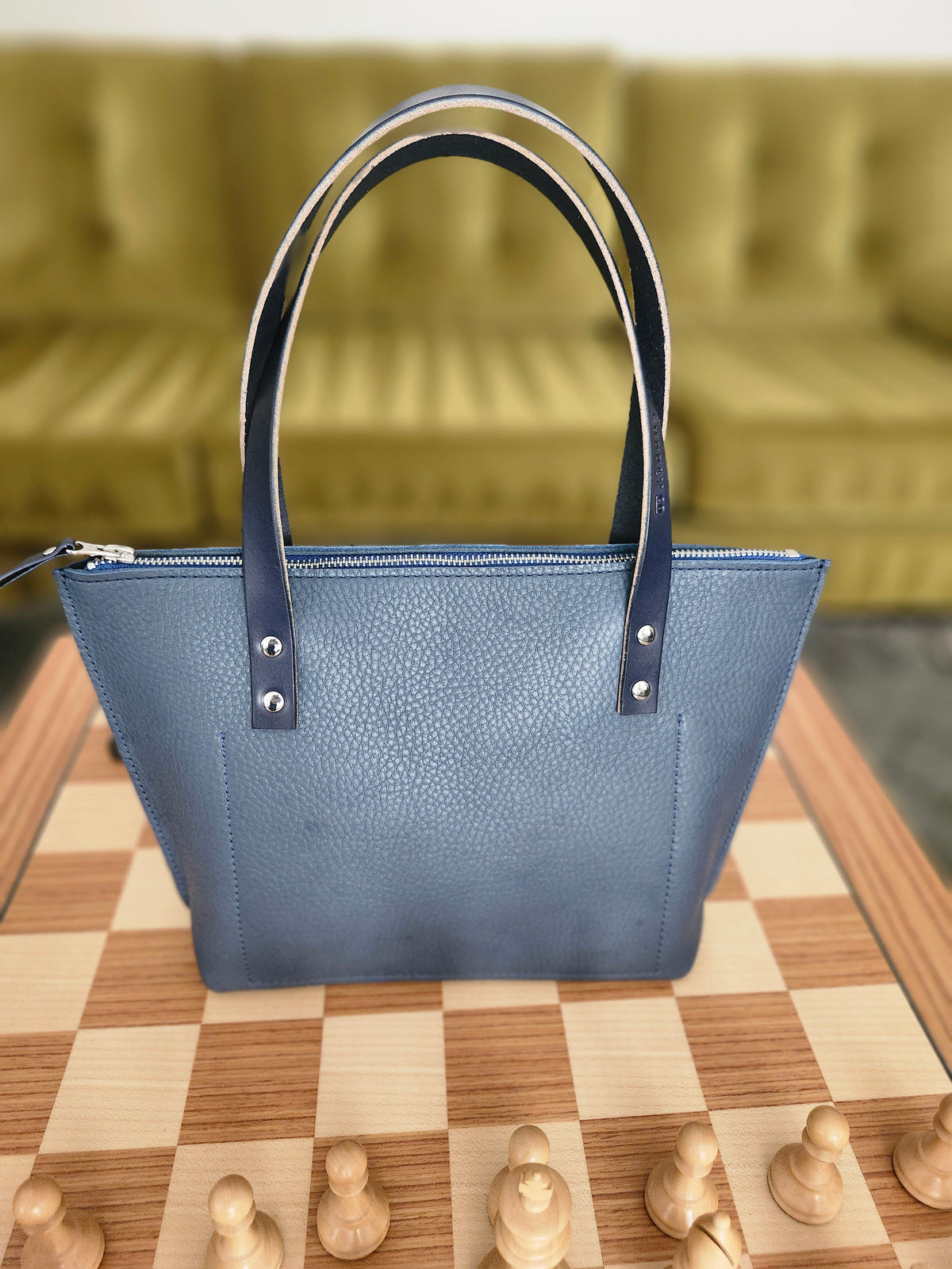 Katie 10" Modern Zippered Tote - Cobalt Blue