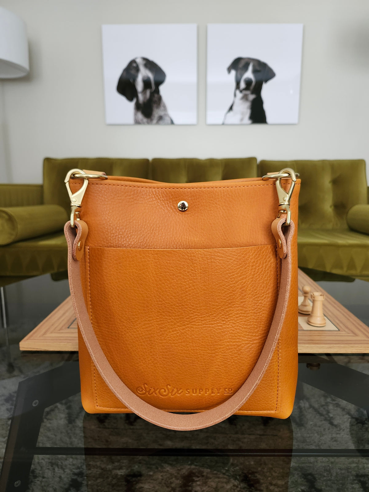 Jackie Lee 10" Single Handle Tote - Canyon Orange w/Brass Hardware