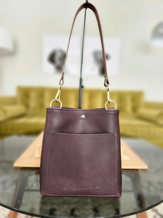 Jackie Lee Single Handle Tote - Chocolate w/Brass Hardware