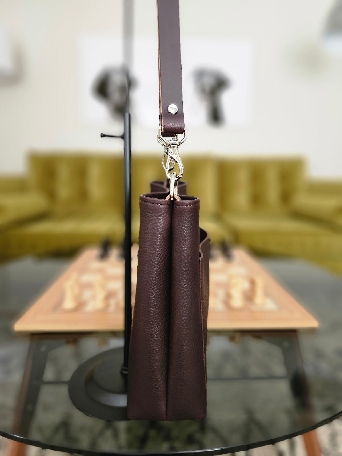 Jackie Lee Single Handle Tote - Chocolate w/Nickel Hardware