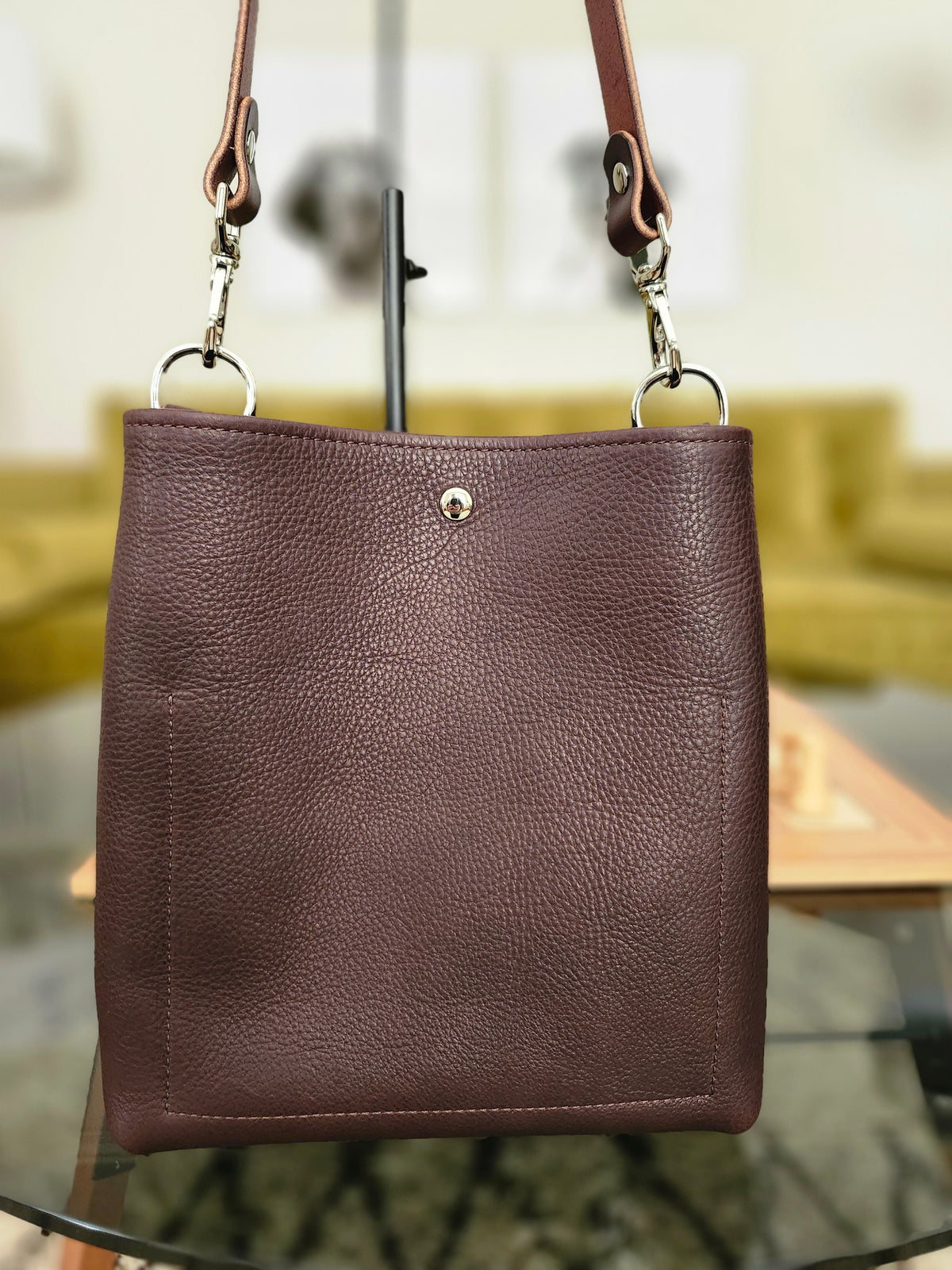 Jackie Lee Single Handle Tote - Chocolate w/Nickel Hardware