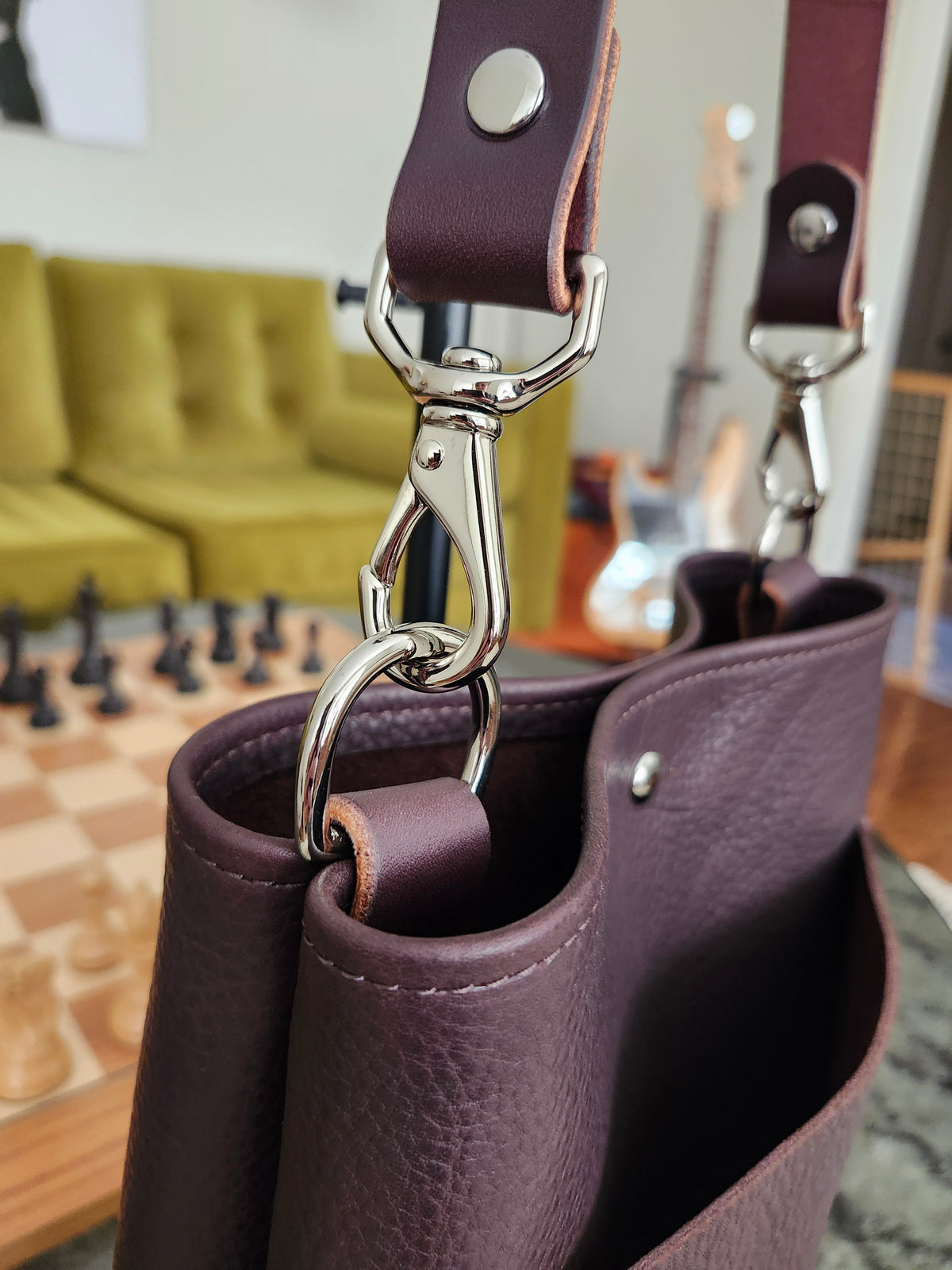 Jackie Lee Single Handle Tote - Chocolate w/Nickel Hardware