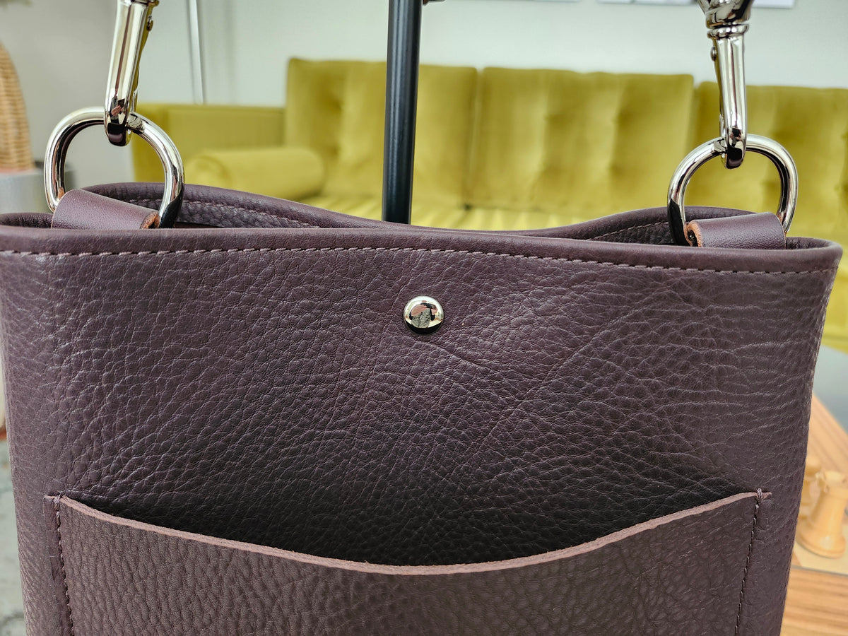 Jackie Lee Single Handle Tote - Chocolate w/Nickel Hardware