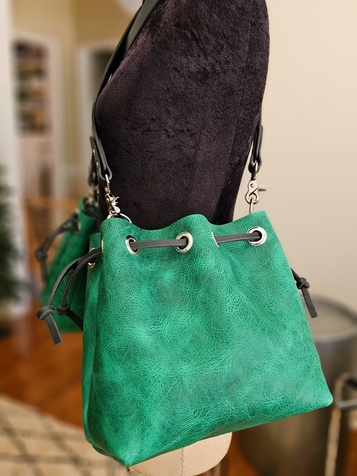 Susan Drawstring Bucket - BISON Jade